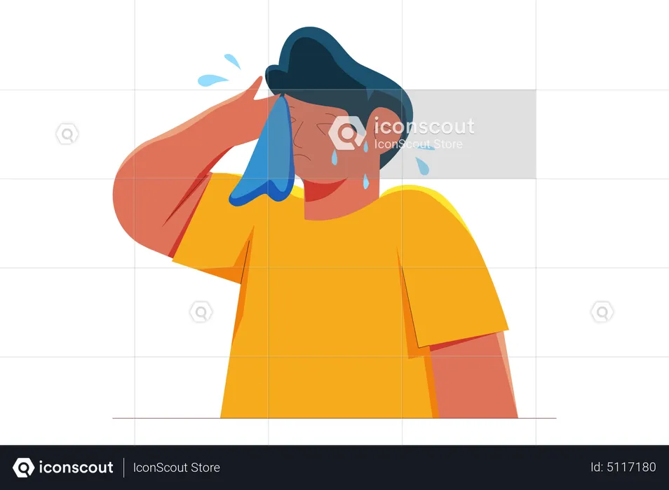 Man having sweat due to hot temperature  Illustration