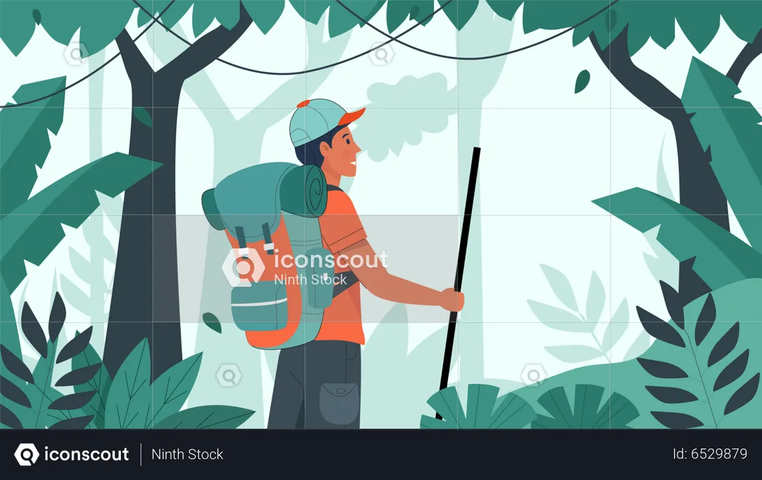 Man hiking  Illustration
