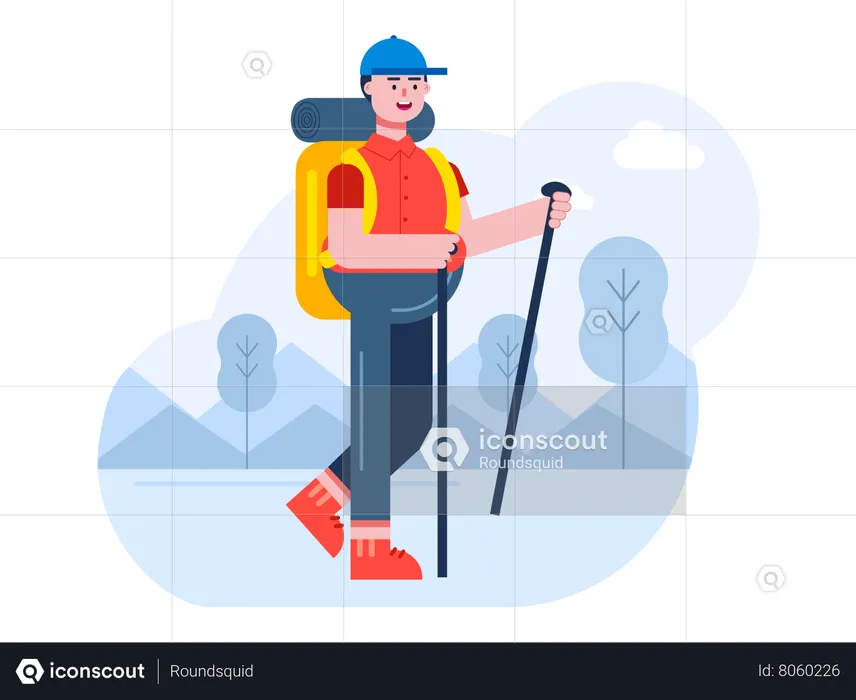 Man hiking  Illustration