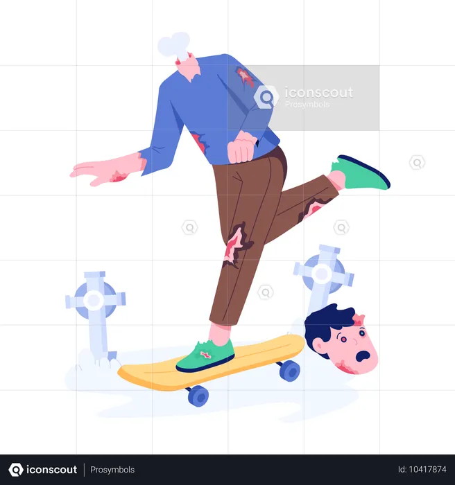 Man hits Person from skateboard  Illustration