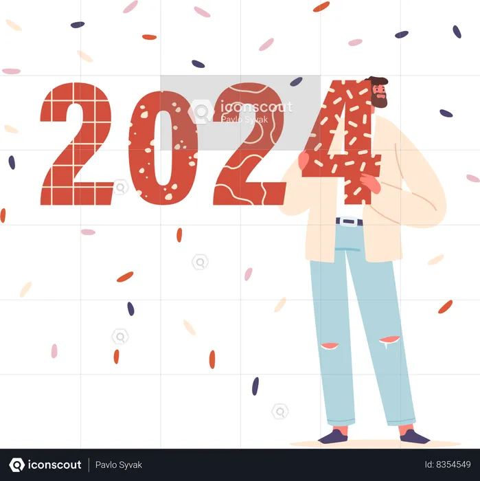 Man hold numbers 2024  Illustration