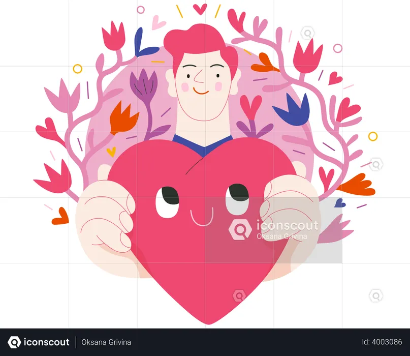 Man holding a heart  Illustration