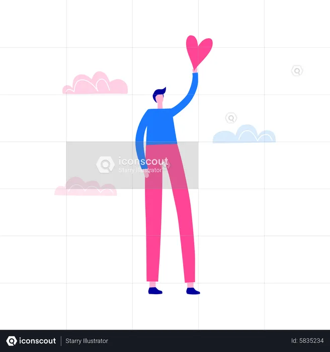 Man holding a heart  Illustration