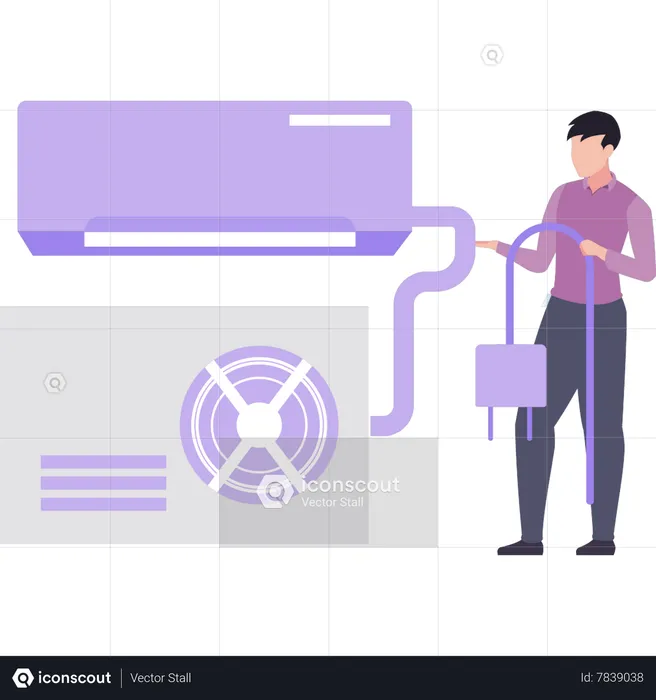 Man holding AC connector  Illustration