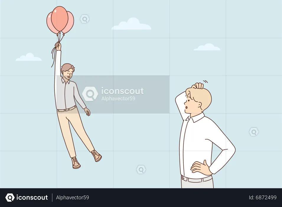 Man holding balloon  Illustration