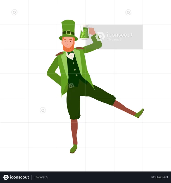 Man Holding Beer Mug on St Patricks day  Illustration