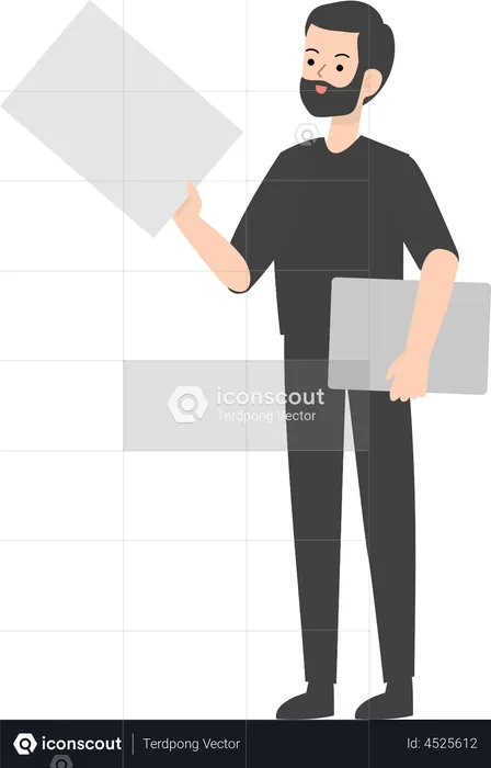 Man Holding Blank Placard  Illustration