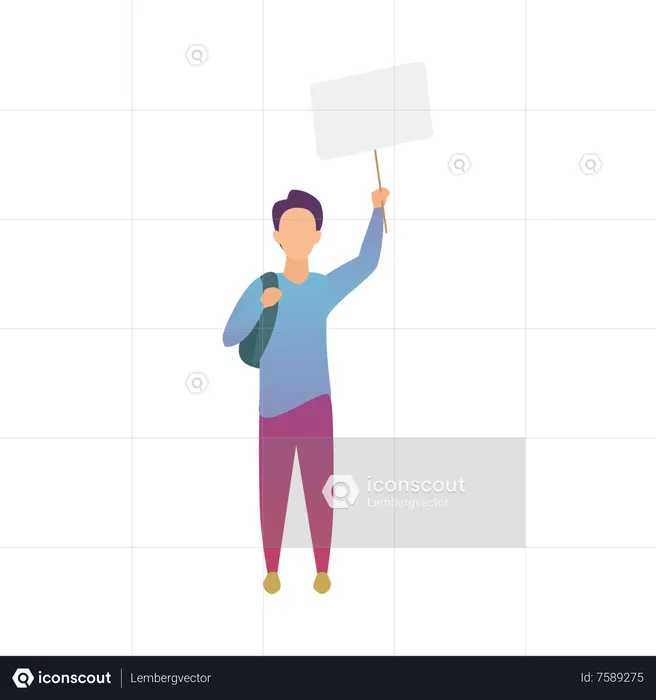 Man Holding Blank Placard  Illustration