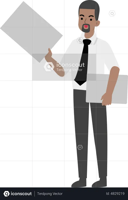 Man Holding Blank Placard  Illustration