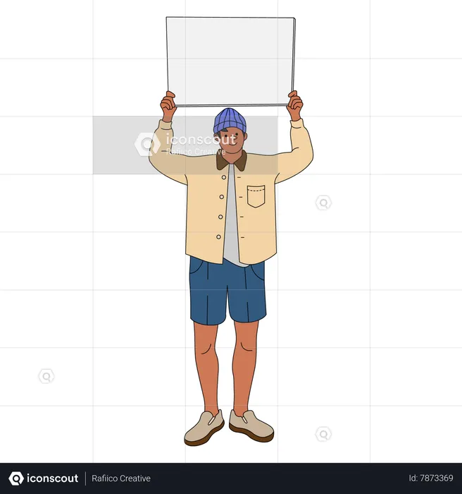 Man holding blank sign  Illustration