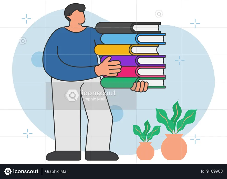 Man holding books  Illustration