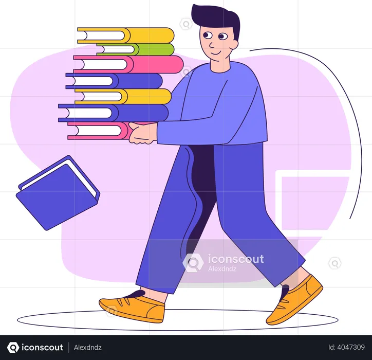 Man Holding books  Illustration