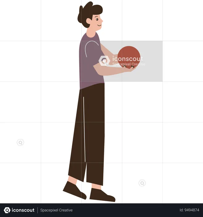 Man holding bowling ball  Illustration