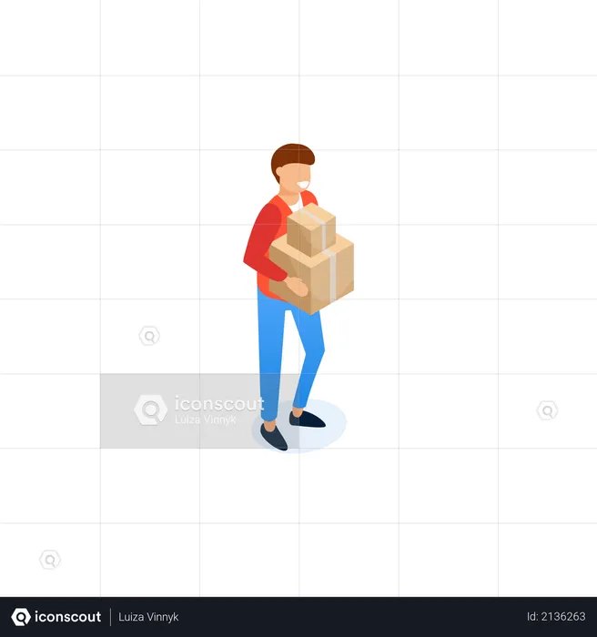 Man holding boxes  Illustration