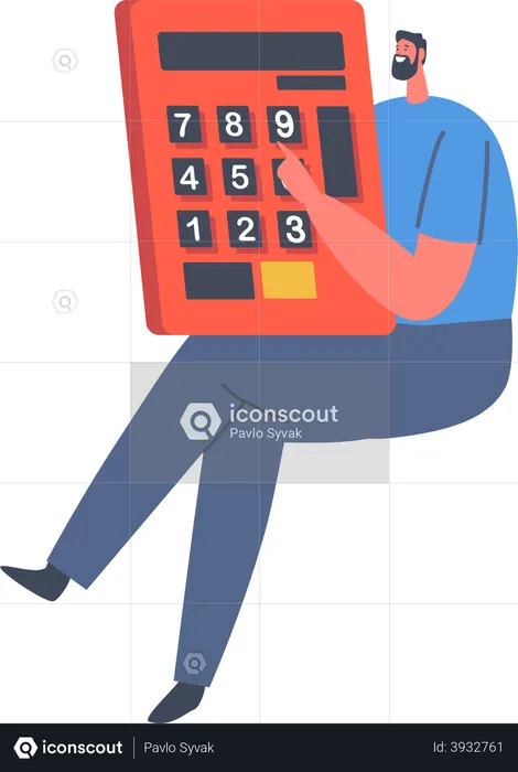 Man holding calculator  Illustration