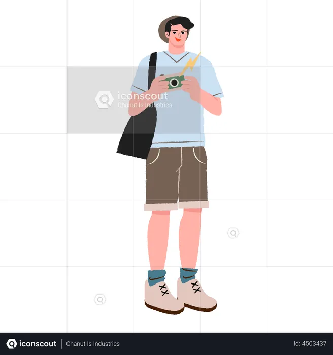 Man holding camera  Illustration