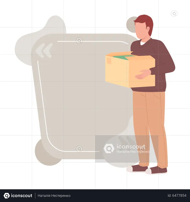 Man holding cardboard box with clothes  Illustration