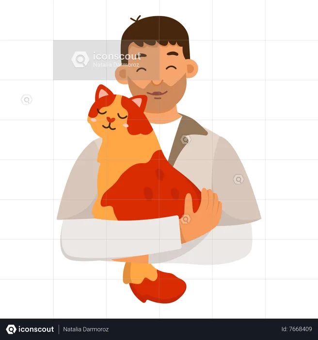 Man holding cat  Illustration