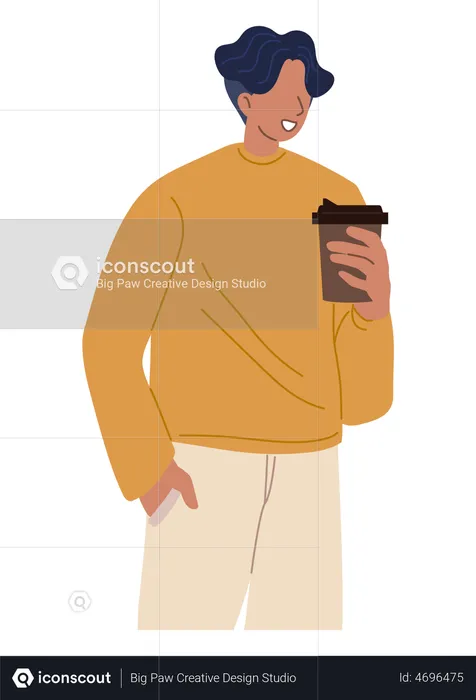 Man holding coffee cup  Illustration