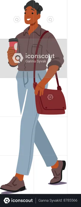 Man holding Coffee In Hand  Illustration