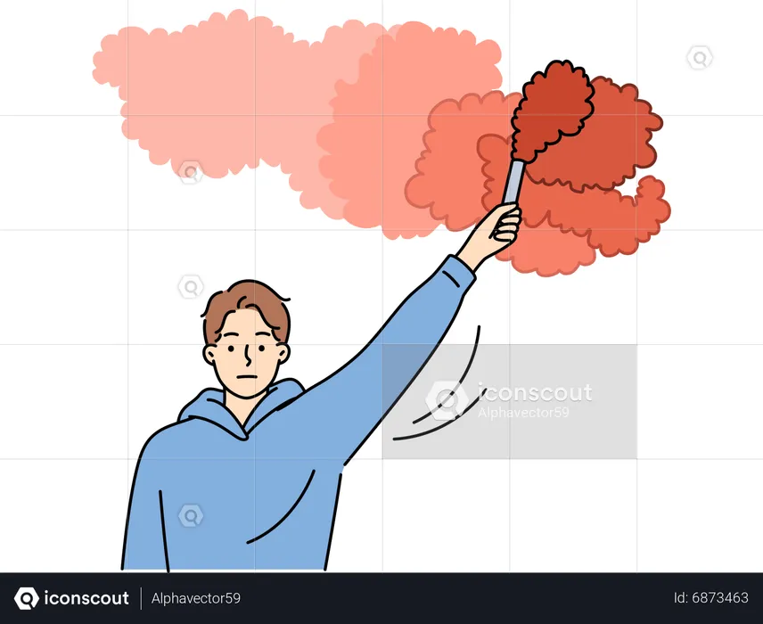 Man holding color smoke firecracker  Illustration