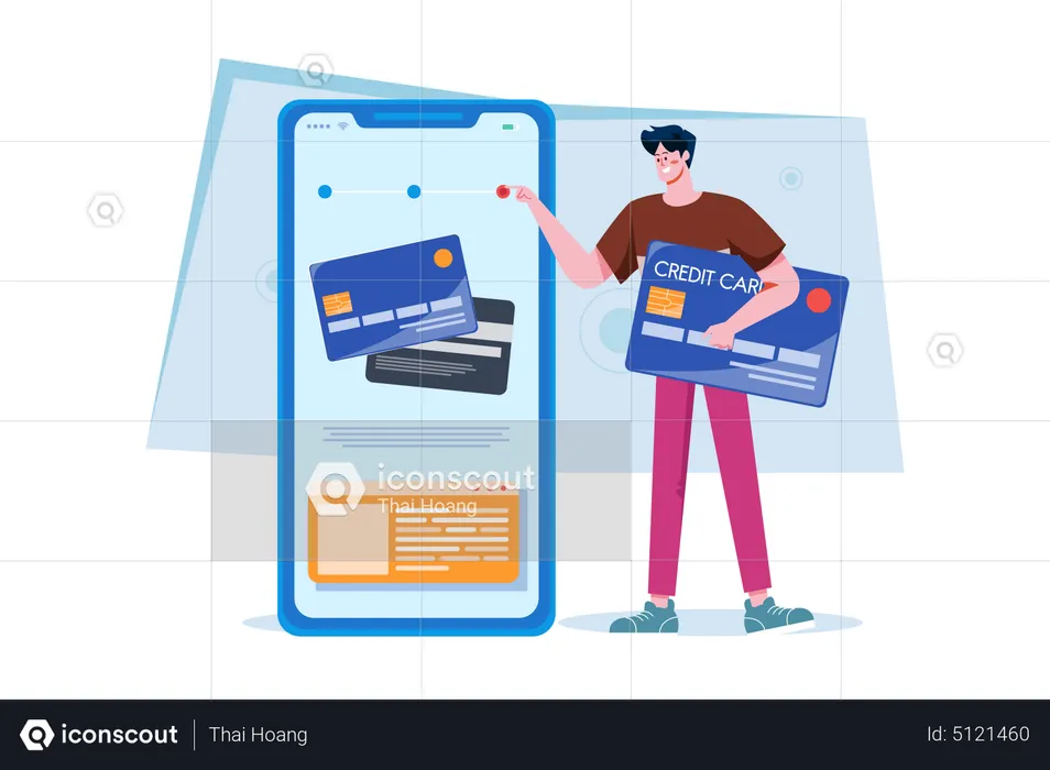 Man Holding Credit Card  Illustration