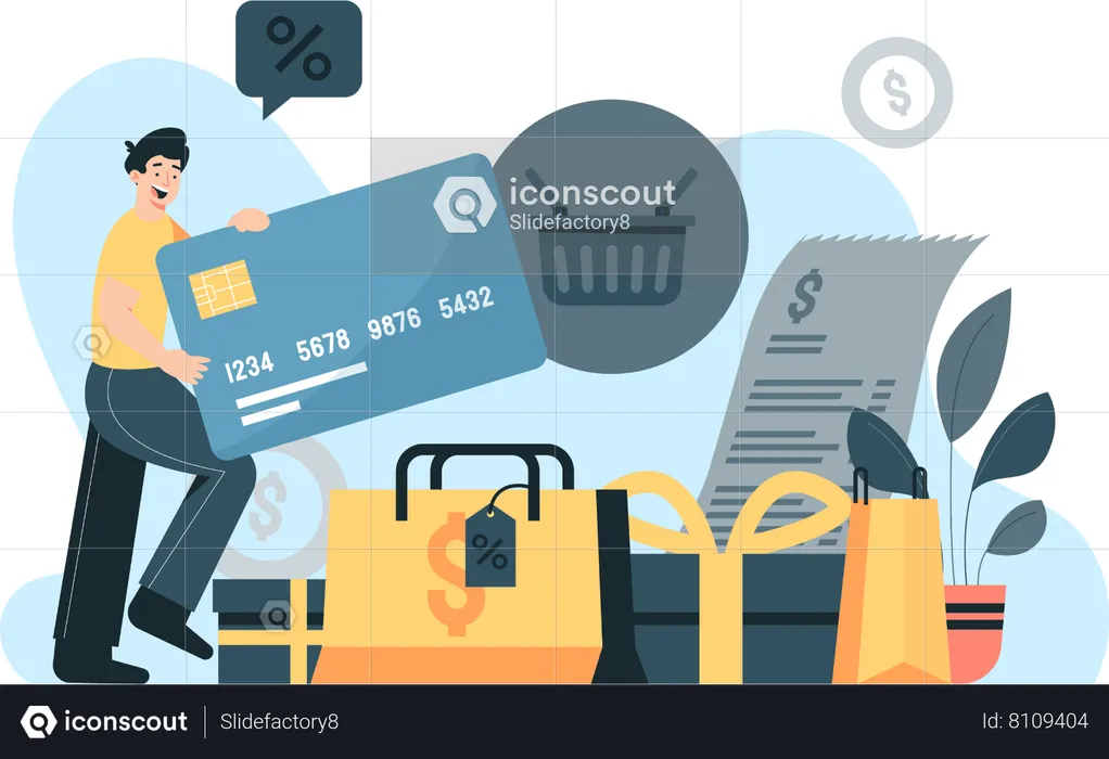 Man Holding Credit Card  Illustration