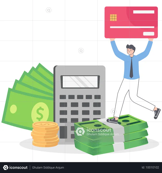 Man holding credit card while doing payment  Illustration