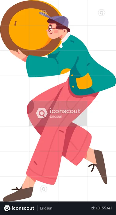 Man holding currency coin  Illustration