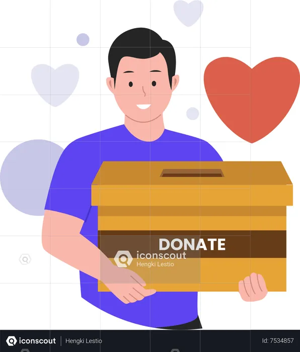Man holding donation box  Illustration