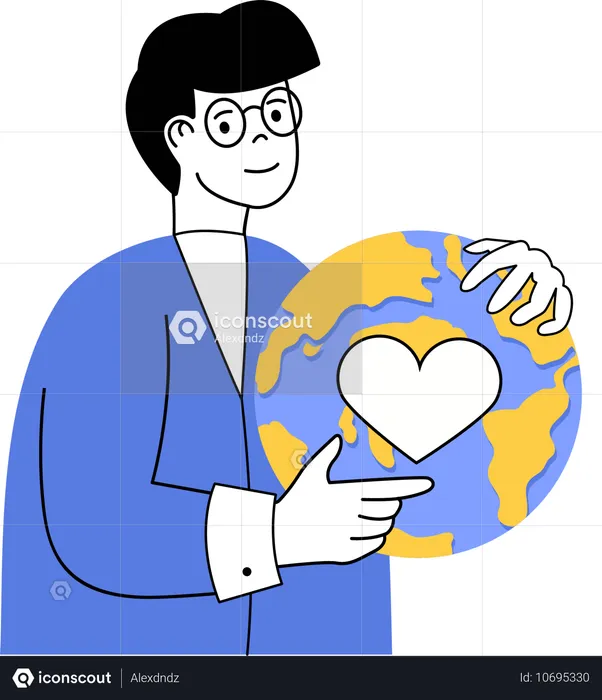 Man holding earth while caring planet  Illustration