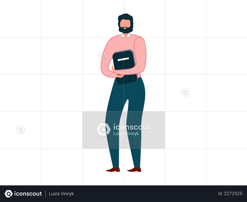 Man holding files Folder  Illustration