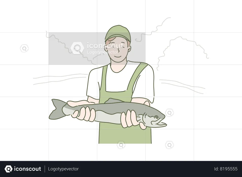Man holding fish  Illustration