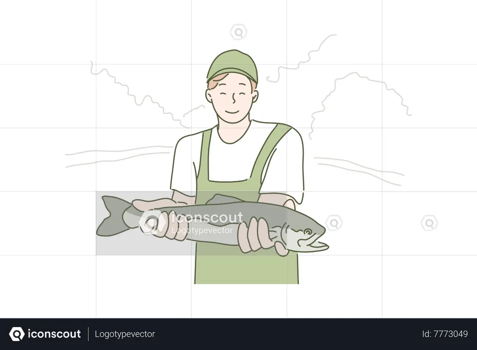 Man holding fish  Illustration