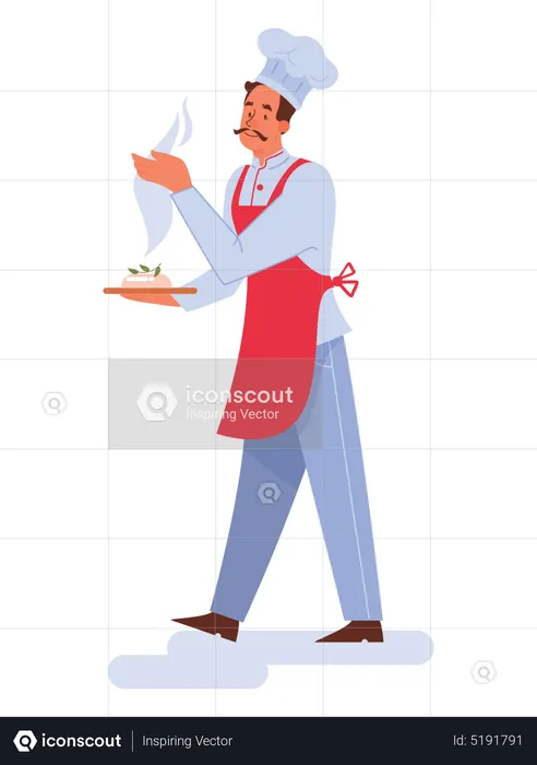 Man holding food dish  Illustration