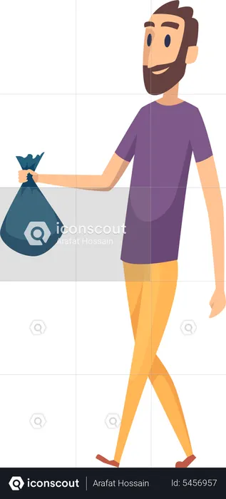 Man holding garbage bag  Illustration