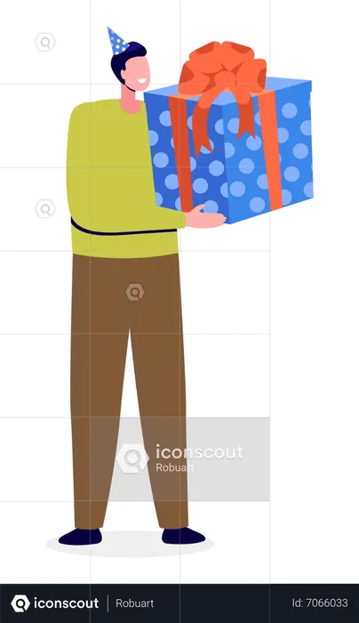 Man holding gift box  Illustration