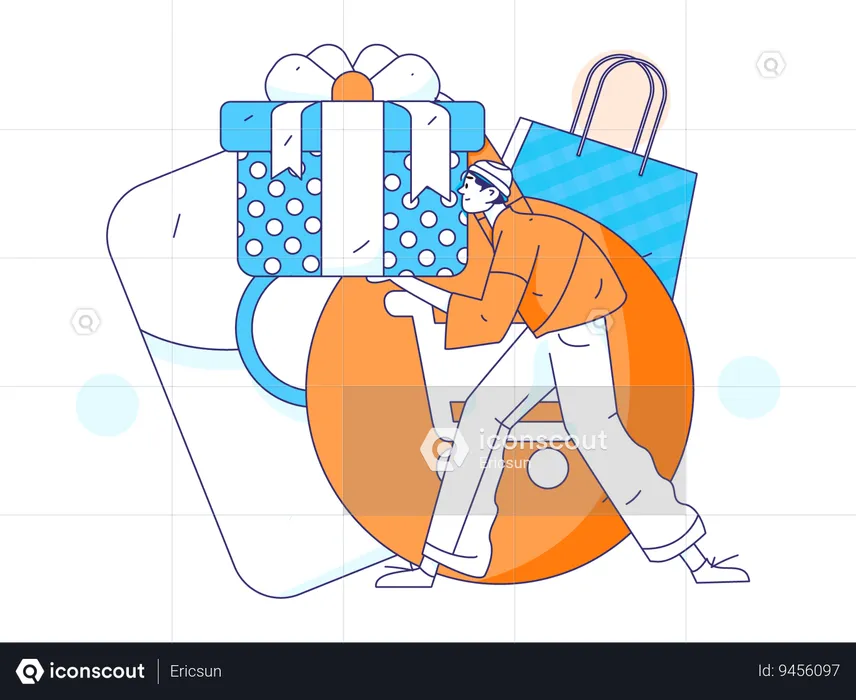 Man holding gift box  Illustration