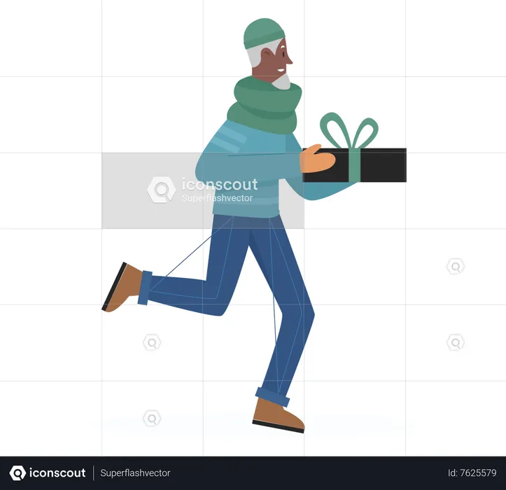 Man holding gift  Illustration