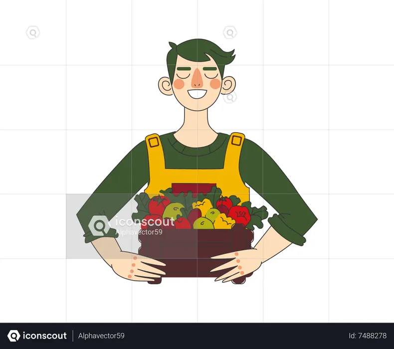 Man holding grocery basket  Illustration