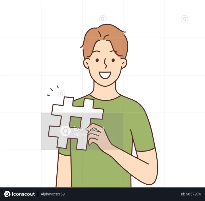 Man holding hashtag  Illustration