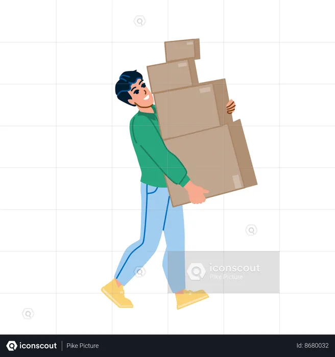 Man holding heavy goods  Illustration
