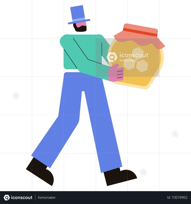 Man holding Honey jar  Illustration