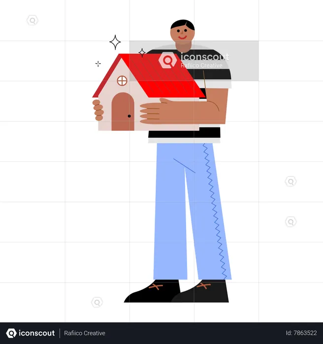 Man holding house  Illustration