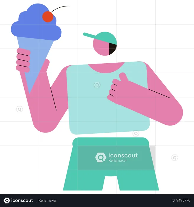 Man holding Ice Cream Cone  Illustration