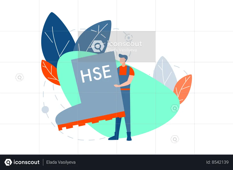 Man holding Industrial hse boot  Illustration