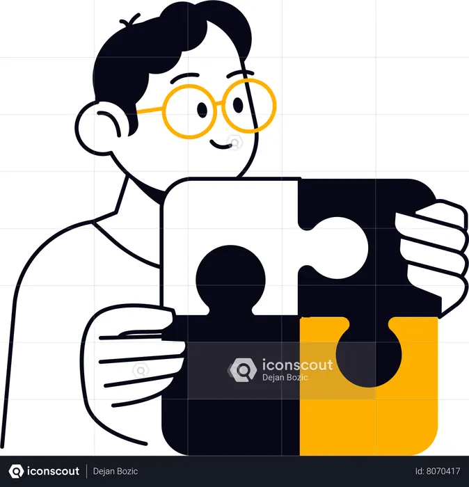 Man holding jigsaw piece  Illustration