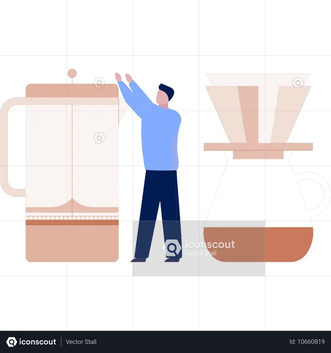 Man holding juicer jag  Illustration