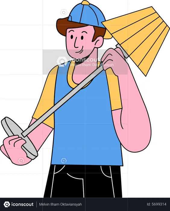 Man holding Lamp  Illustration