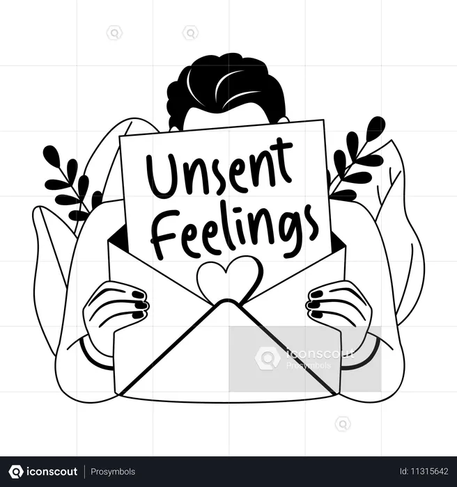 Man holding letter with unsent feelings  Illustration